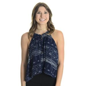 Stillwater Split Front Keyhole Neck Crop Tank Top